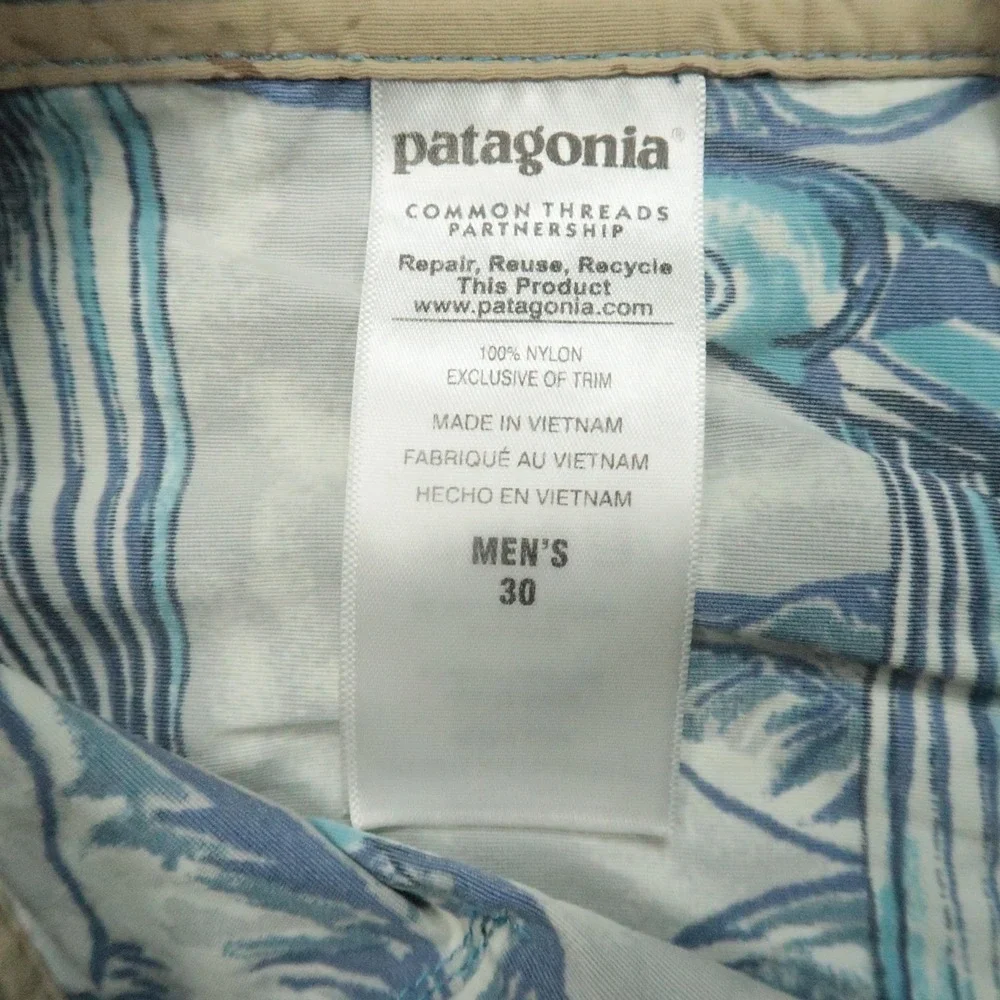 Patagonia Board Shorts Mens‎ 30 Blue Printed Wavefarer Flying Fish Swim
